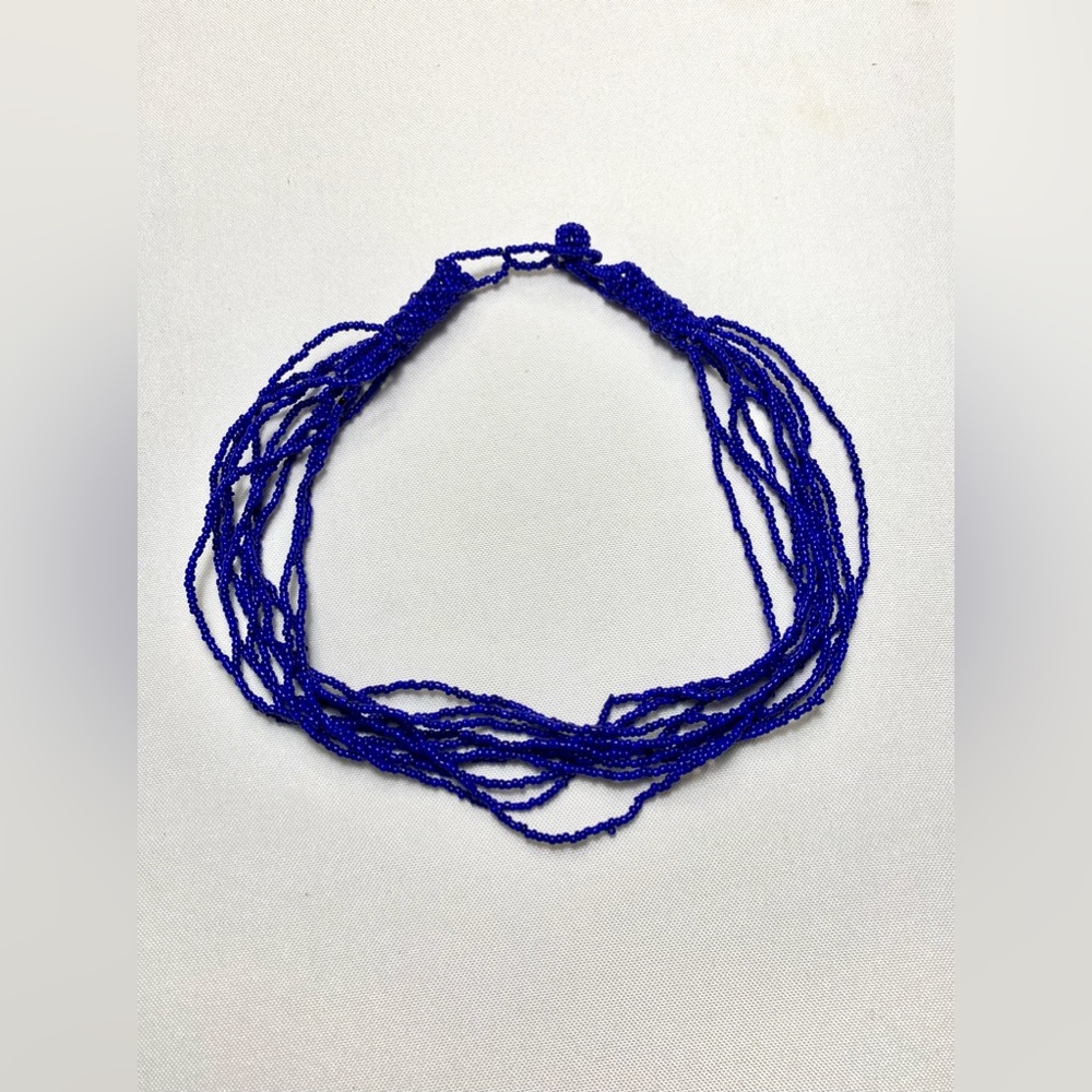 Blue Necklace 24" Long Bohemian Cobalt BlueMulti Strands
